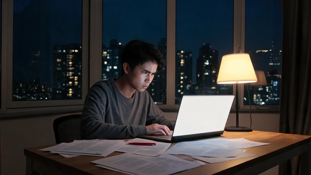 学生深夜写开题报告